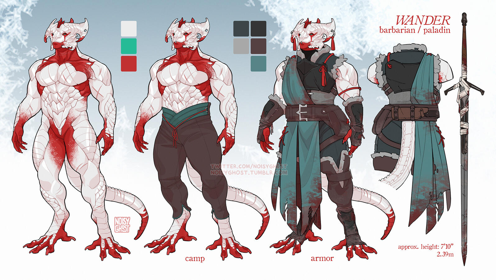 Shaded base, flat outfit. 1.5 outfits, plus weapon and back view